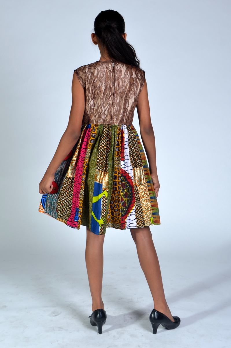 Girls mix match African print dress  ZEJABET